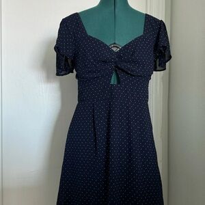 Trixxi Navy Polka Dot Midi Dress